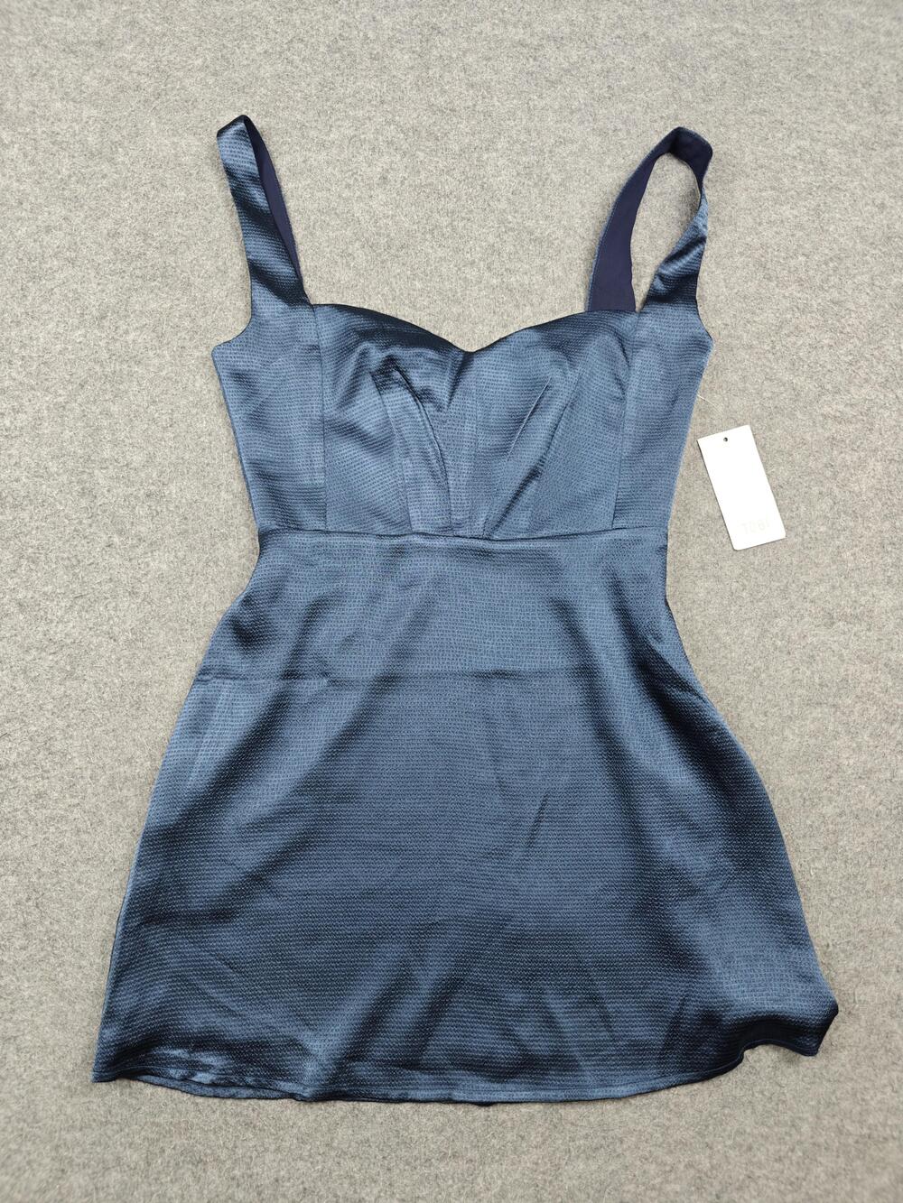 Tobi Dress Womens Small Blue Fit & Flare Sweetheart Strappy Lined Jacquard
